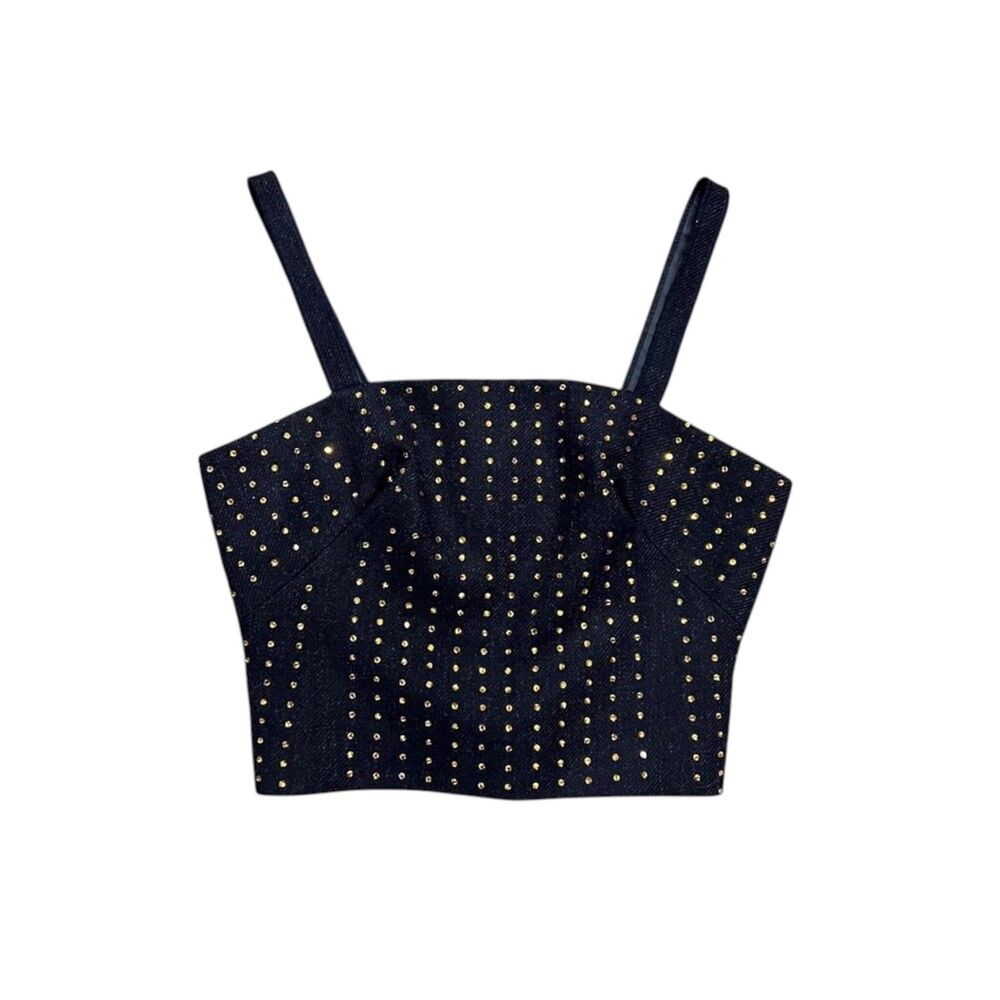 SS 1998 Miu Miu wool corset top w Swarovski crystals size xs